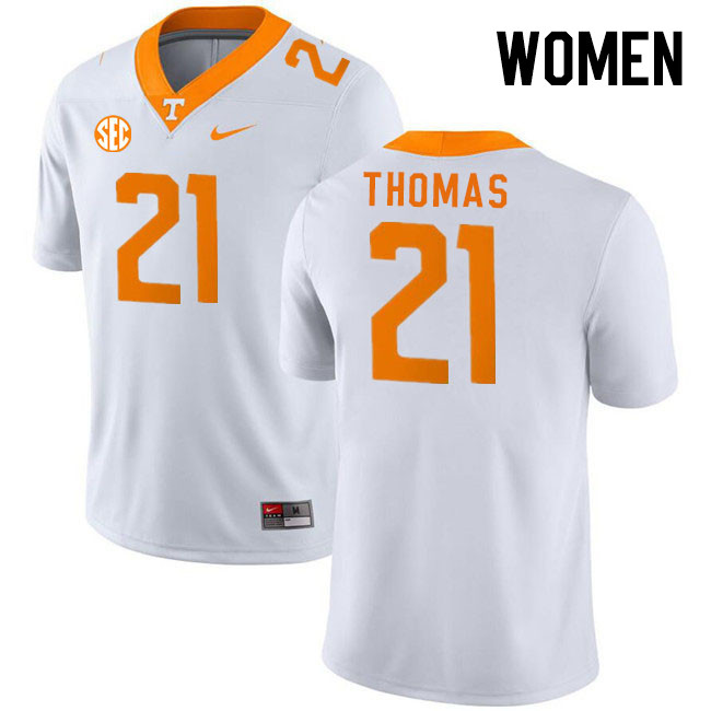 Women #21 Omari Thomas Tennessee Volunteers College Football Jerseys Stitched Sale-White - Click Image to Close